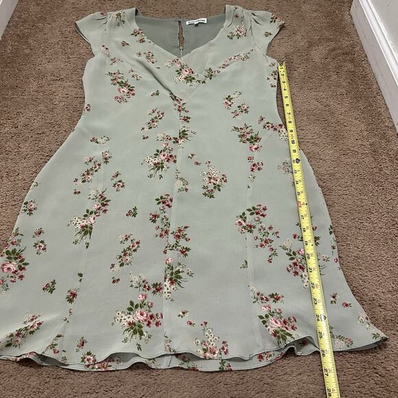 Reformation Baden Green Hampstead Dress Short Size 12 Floral V-Neck - Picture 2 of 7